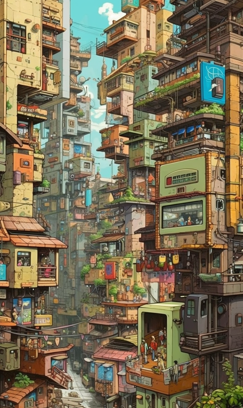 春天夏天高楼平楼城市居民房居民区插画背景,插画/手绘图,插画/手绘图库,插画/手绘图下载,插画/手绘